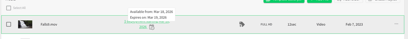 igotcha signage content start end time hover timing